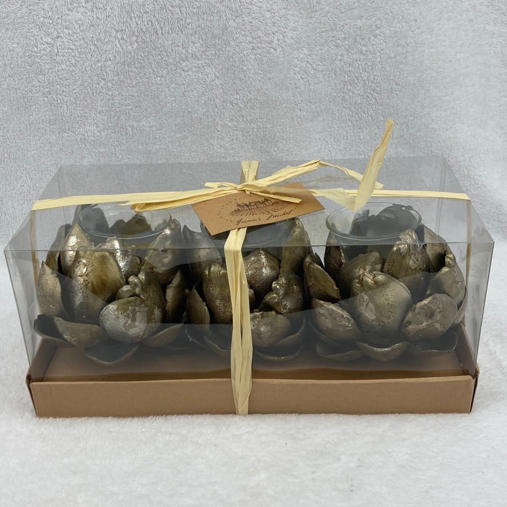Farmers Market Decorative Gold Artichoke Can Holder Set of 3